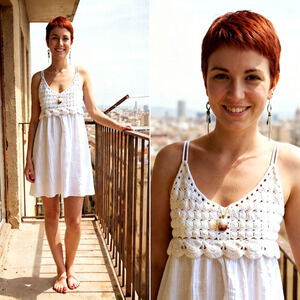 White crochet zara dress top boho cottage core S